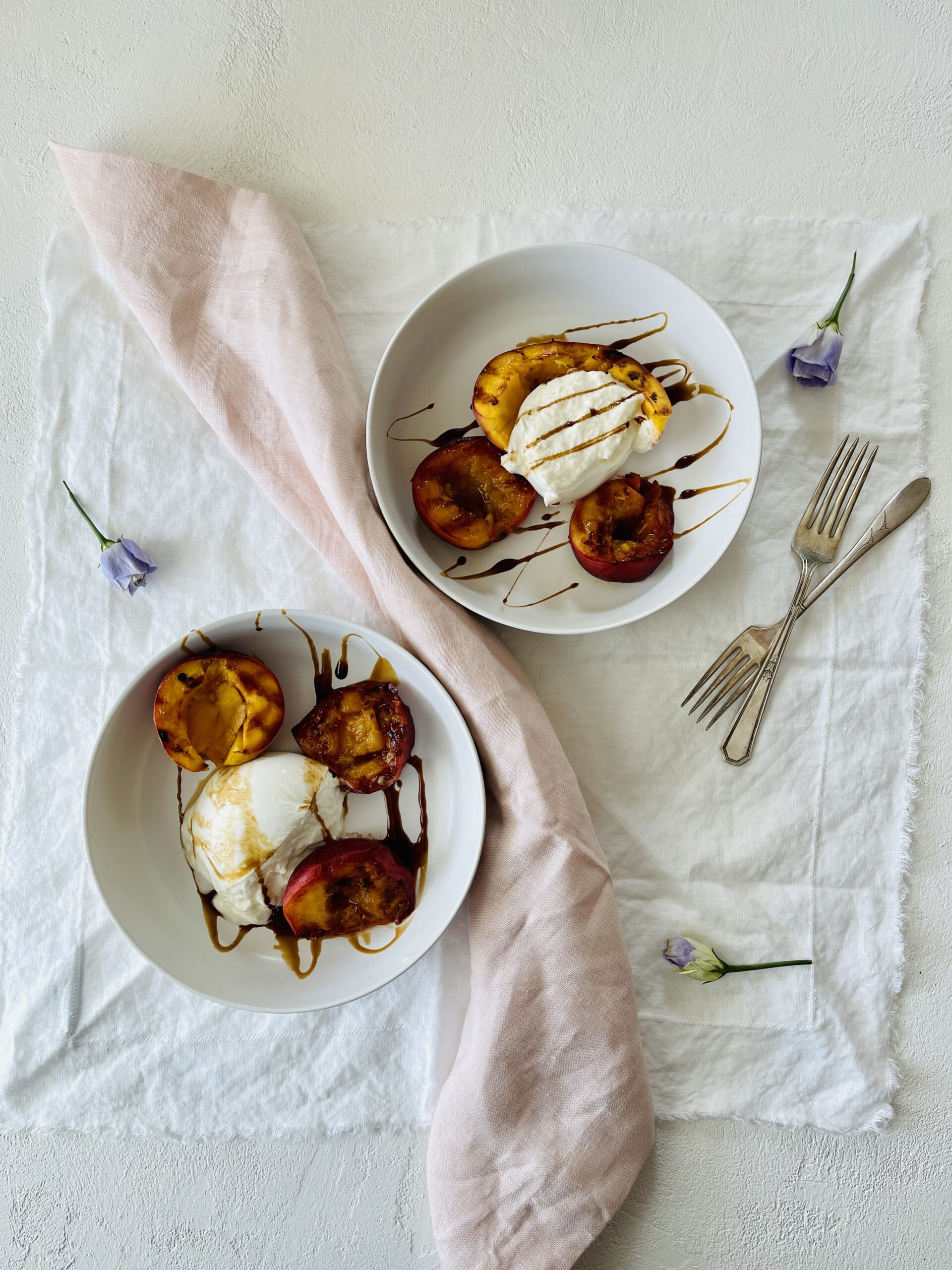 Grilled Peach and Burrata with Balsamic Reduction