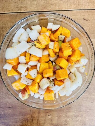 Chopped Butternut Squash, Apples and Onions