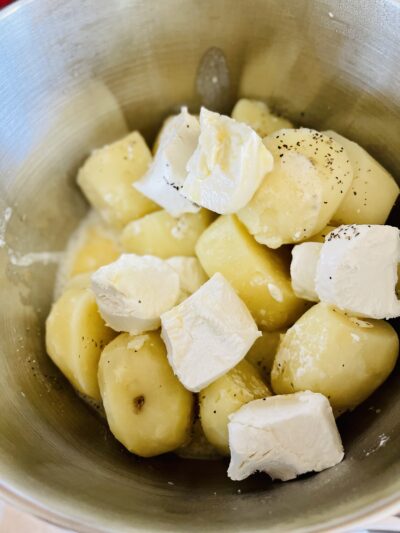 Yukon gold potatoes with goat cheese